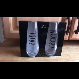 Rae Dunn Bride and Groom Flutes